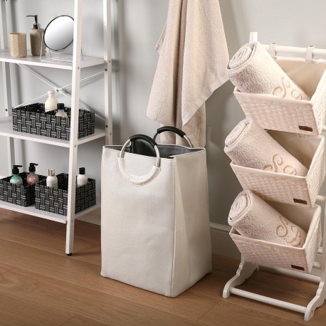 PANIER À LINGE BLANC AVEC POIGNÉES