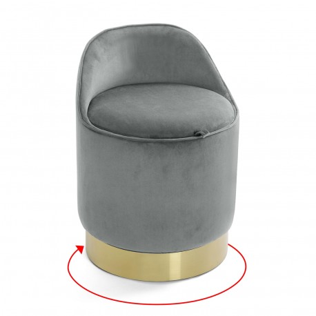 POUF/COFFRE ROND GRIS