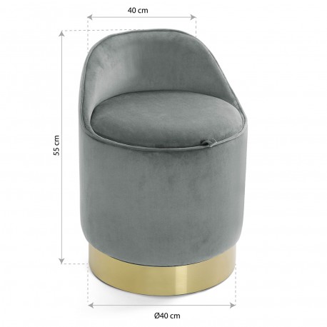 POUF/COFFRE ROND GRIS