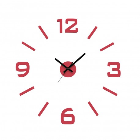 HORLOGE AUTOCOLLANT ROUGE