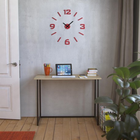 HORLOGE AUTOCOLLANT ROUGE