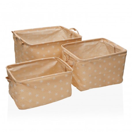 SET 3 PANIERS STARS BEIGE