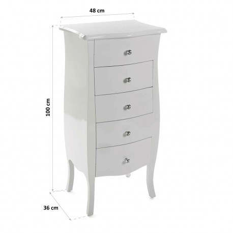 CHIFFONNIER CAGLIARI BLANC 5T