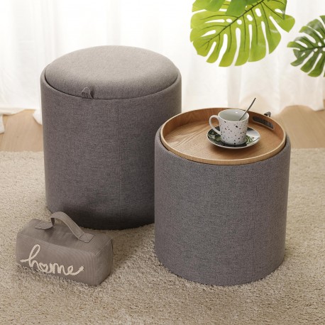 SET 2 POUFS VELOURS GRIS