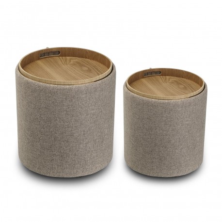 SET 2 POUFS VELOURS BEIGE