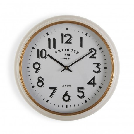 HORLOGE MURALE METAL BLANC/DOR