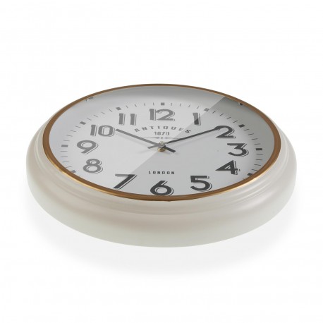 HORLOGE MURALE METAL BLANC/DOR