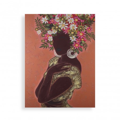 CADRE  FEMME FLEUR VERT