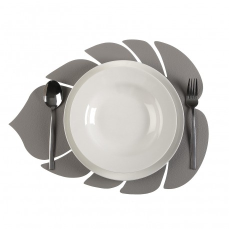 SET DE TABLE FEUILLE GRIS