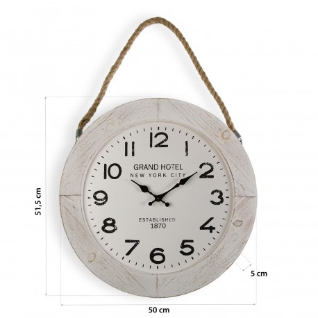 HORLOGE MURALE EN BOIS 50CM