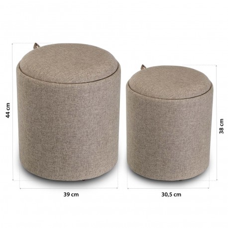 SET 2 POUFS VELOURS BEIGE