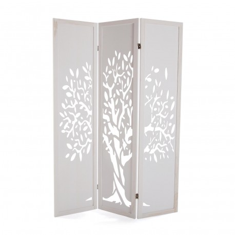 PARAVENT BOIS BLANC MOTIF ARBRE