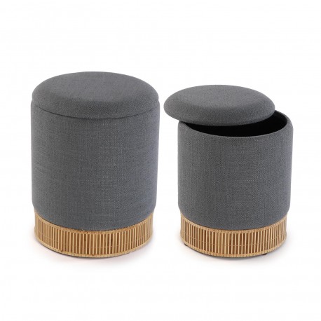 SET 2 POUF ROND VELOURS