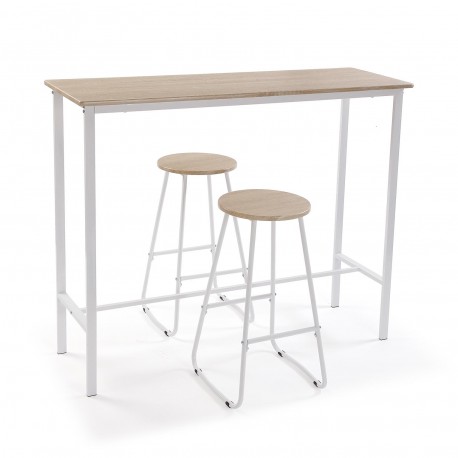 SET TABLE/ 2 TABOURETS CLAIR