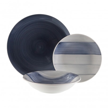 VAISSELLE 18 PIÈCES LEANNE BLEU FONCÉ