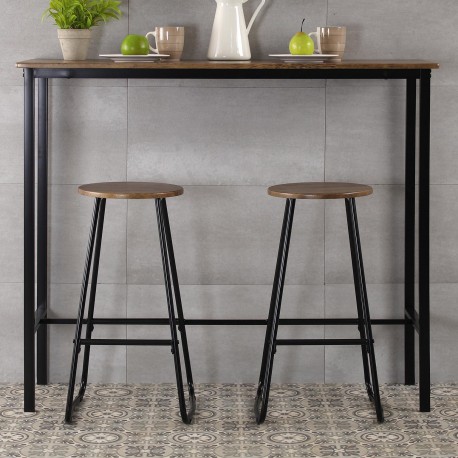 SET TABLE /2 TABOURETS FONCÉS