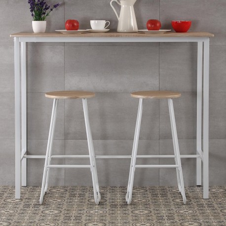 SET TABLE/ 2 TABOURETS CLAIR