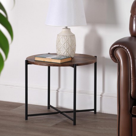 TABLE D'APPOINT RONDE BOIS 51x40