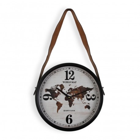 HORLOGE MURALE CARTE DU MONDE 35 CM