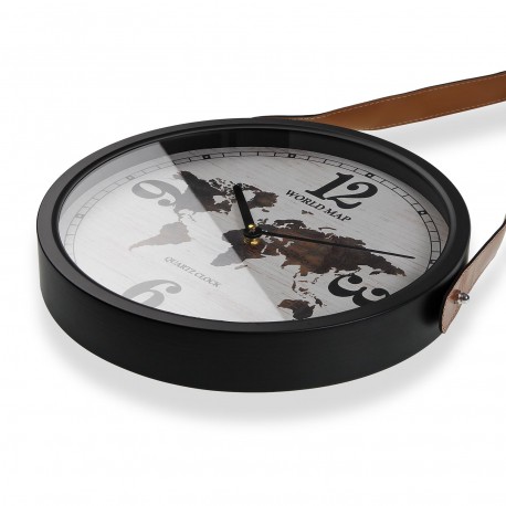 HORLOGE MURALE CARTE DU MONDE 35 CM