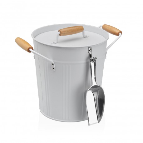 SEAU À GLACE BLANC AVEC COUVERCLE ET CUILLÈRE