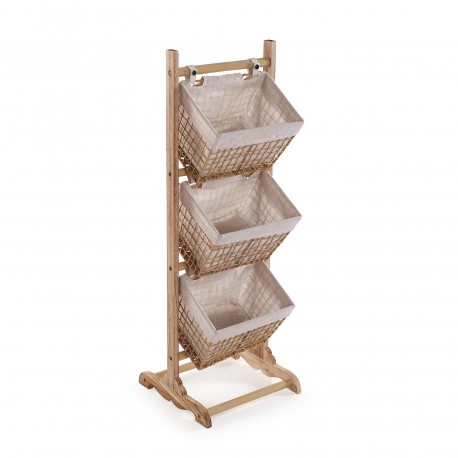 MEUBLE SALLE DE BAIN 3 PANIERS MARRON NADIR