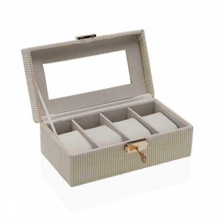 BOÎTE EN BOIS POUR 4 MONTRES INTÉRIEUR BEIGE