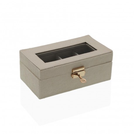 BOÎTE EN BOIS POUR 4 MONTRES INTÉRIEUR BEIGE