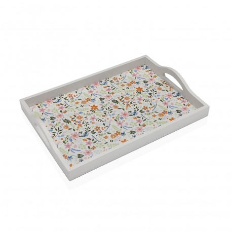 PLATEAU EN BOIS FLEURS 34 X 24