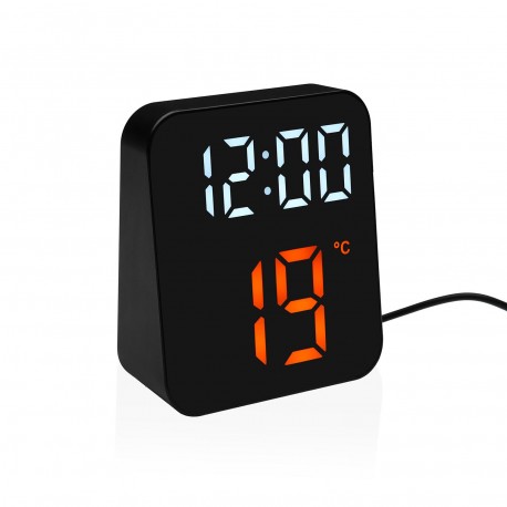 RÉVEIL NUMÉRIQUE NOIR LUMIÈRE BLANCHE ET ORANGE