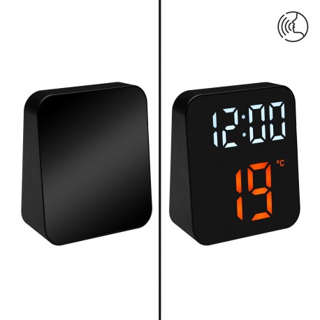 RÉVEIL NUMÉRIQUE NOIR LUMIÈRE BLANCHE ET ORANGE