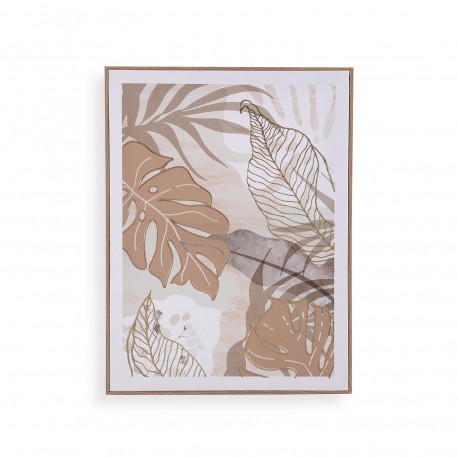 TOILE 45 X 50 FEUILLES TROPICALES OCRE 1