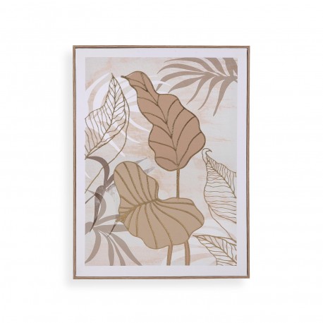 TOILE 45 X 50 FEUILLES TROPICALES OCRE 2