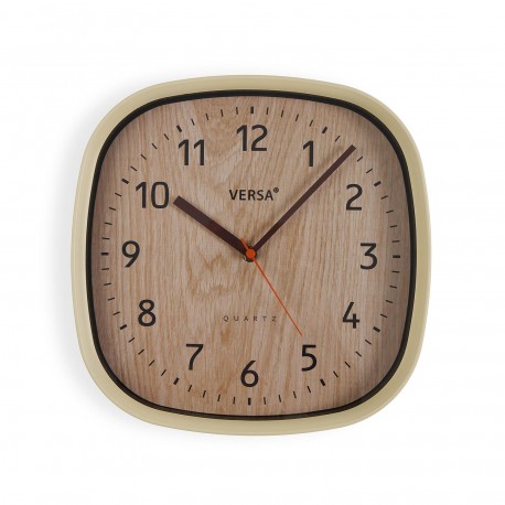 HORLOGE MURALE CARREE BOIS CLAIR 31CM