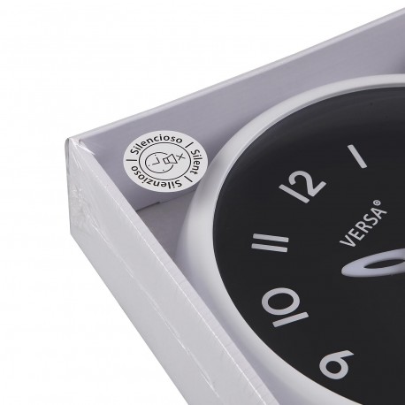 HORLOGE MURALE NOIRE CADRE BLANC 24,4 CM