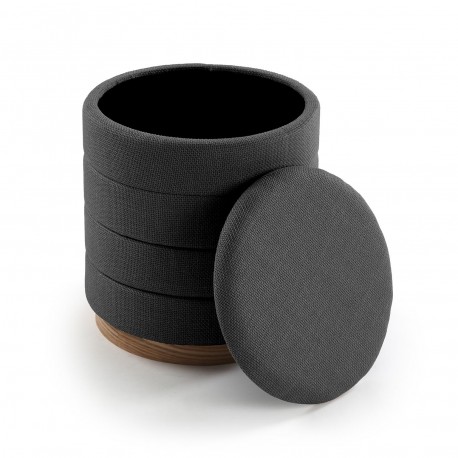 POUF AVEC RANGEMENT GRIS