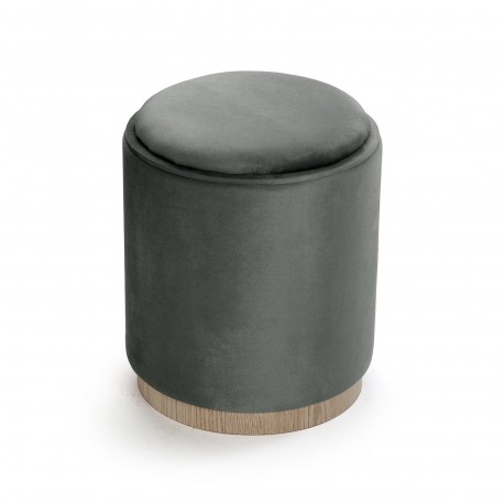 POUF AVEC RANGEMENT ET PLATEAU VELVET GRIS