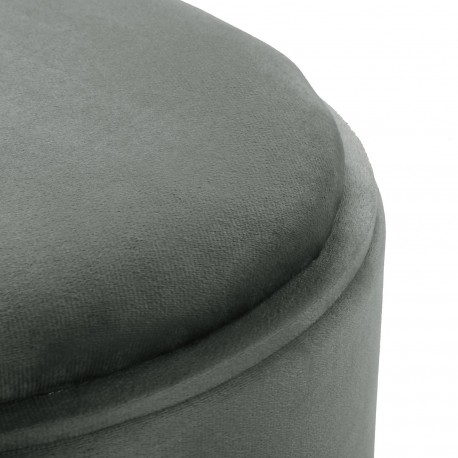 POUF AVEC RANGEMENT ET PLATEAU VELVET GRIS