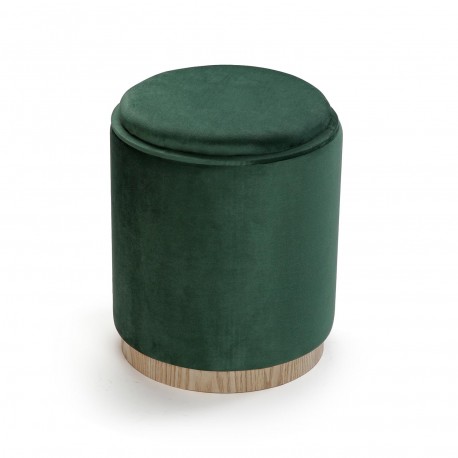 POUF AVEC RANGEMENT ET PLATEAU VELVET VERT