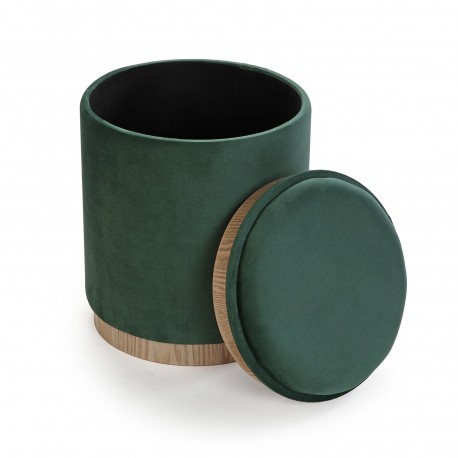 POUF AVEC RANGEMENT ET PLATEAU VELVET VERT
