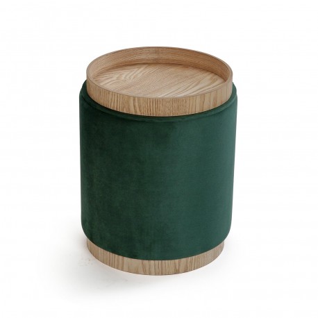 POUF AVEC RANGEMENT ET PLATEAU VELVET VERT