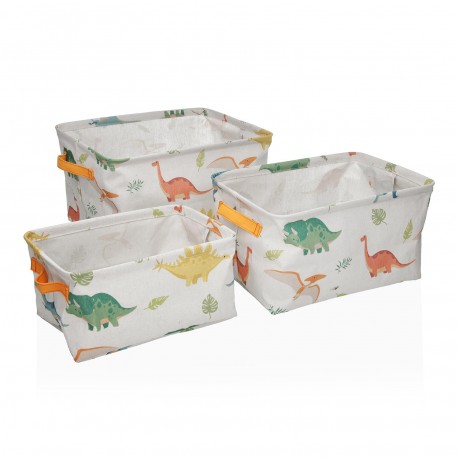 SET 3 PANIERS RECTANGULAIRES DINOSAURIOS