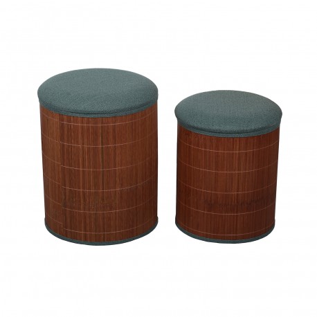 SET DE 2 POUFS RANGEMENT VERT BAMBOU