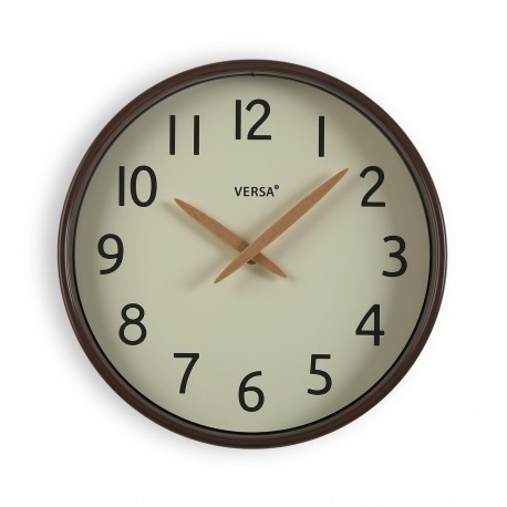 HORLOGE MURALE EFFET BOIS FONCÉ 30 CM