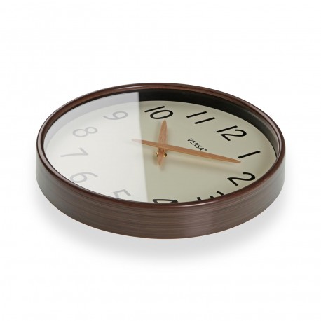 HORLOGE MURALE EFFET BOIS FONCÉ 30 CM