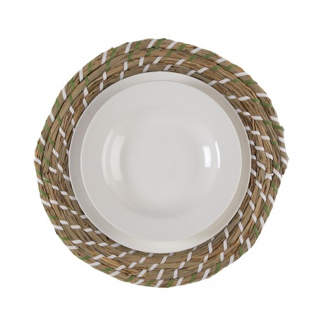 SET DE TABLE BLANC ET VERT 38 CM