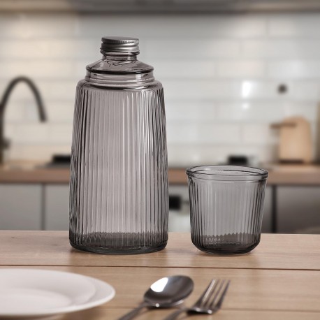 BOUTEILLE AVEC VERRE EN VERRE NOIR
