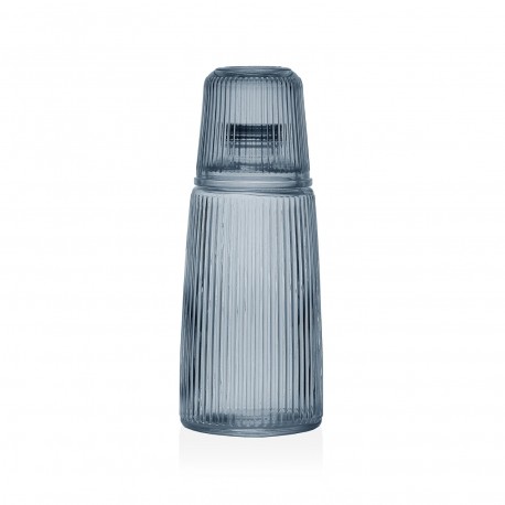 BOUTEILLE AVEC VERRE EN VERRE BLEU