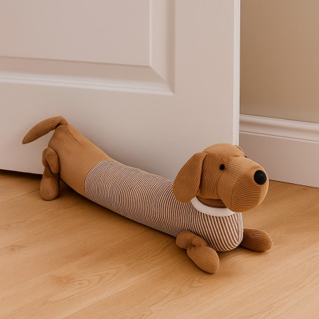 BUTÉE DE PORTE CHIEN AVEC CHEMISE À RAYURES