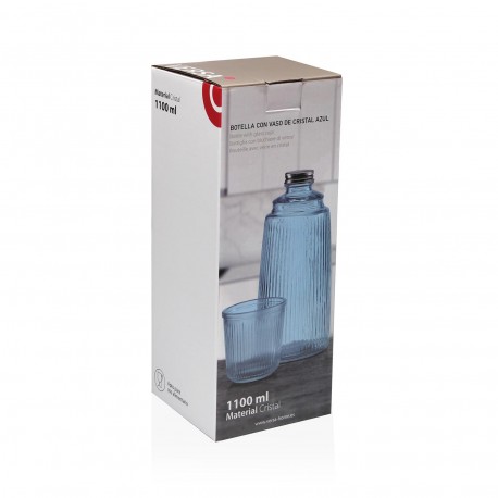 BOUTEILLE AVEC VERRE EN VERRE BLEU